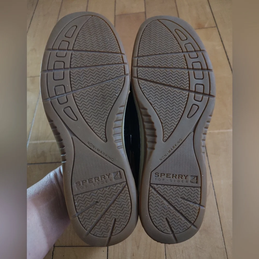 Sperry Topsider Angelfish Women's Black and Gold Glitter Boat Deck Shoes